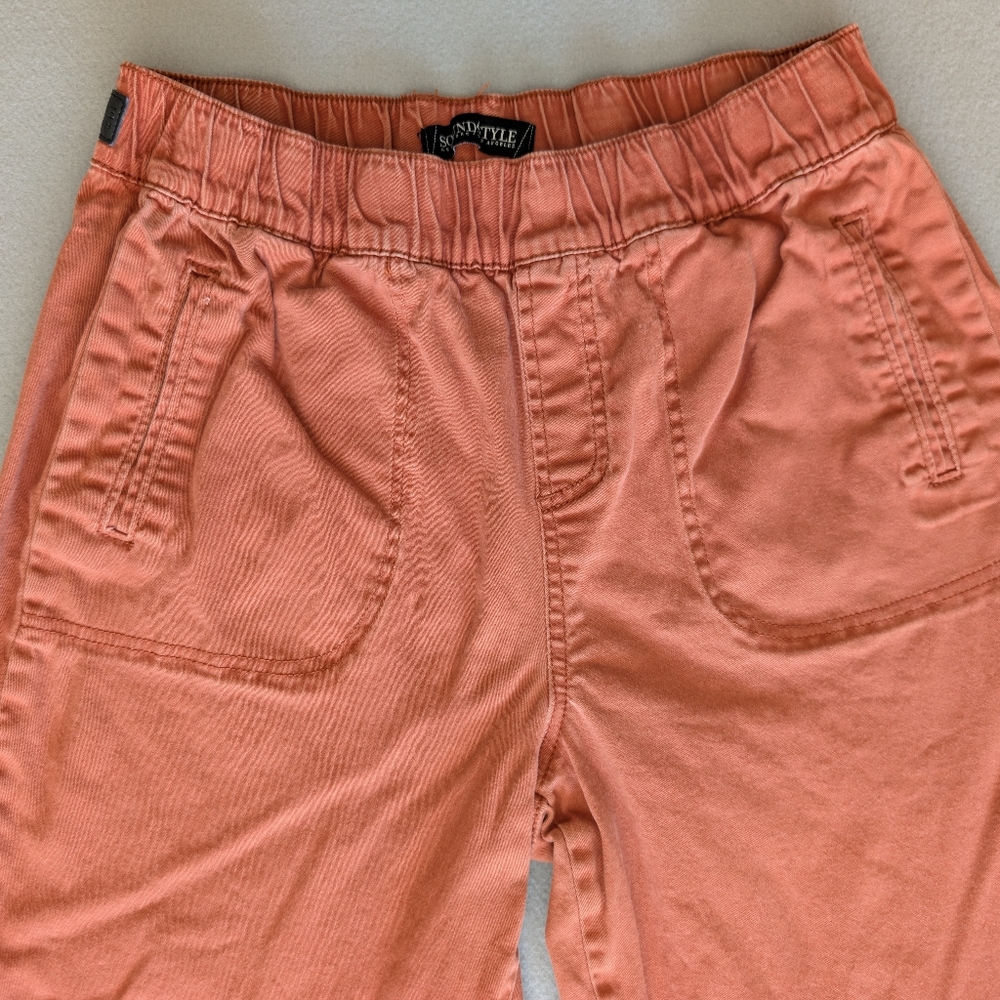 Cotton High Rise Relaxed Tapered Utility Joggers Coastal Travel Pants Sz M image 2